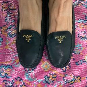 Prada top logo plaque loafers